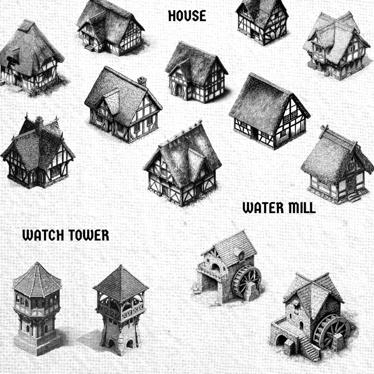 Procreate Map. House Procreate Map Icon Village Brush Stamp Set Pack | Tabletop RPG Fantasy ...