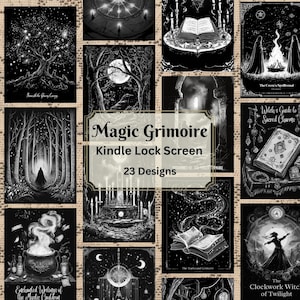 Hexe Magische Kindle Grimoire Lock Screen Packs | EPUB-Dateien | Kindle Wallpaper Papier Weiß | Witchy digitale Illustrationen |