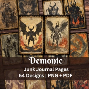 Demonic Infernal Junk Journal-pagina's | Afdrukbaar plakboek | Plakboekvoorraad Heks Grimoire | Gotische horror | Duivel Lucifer Lilith