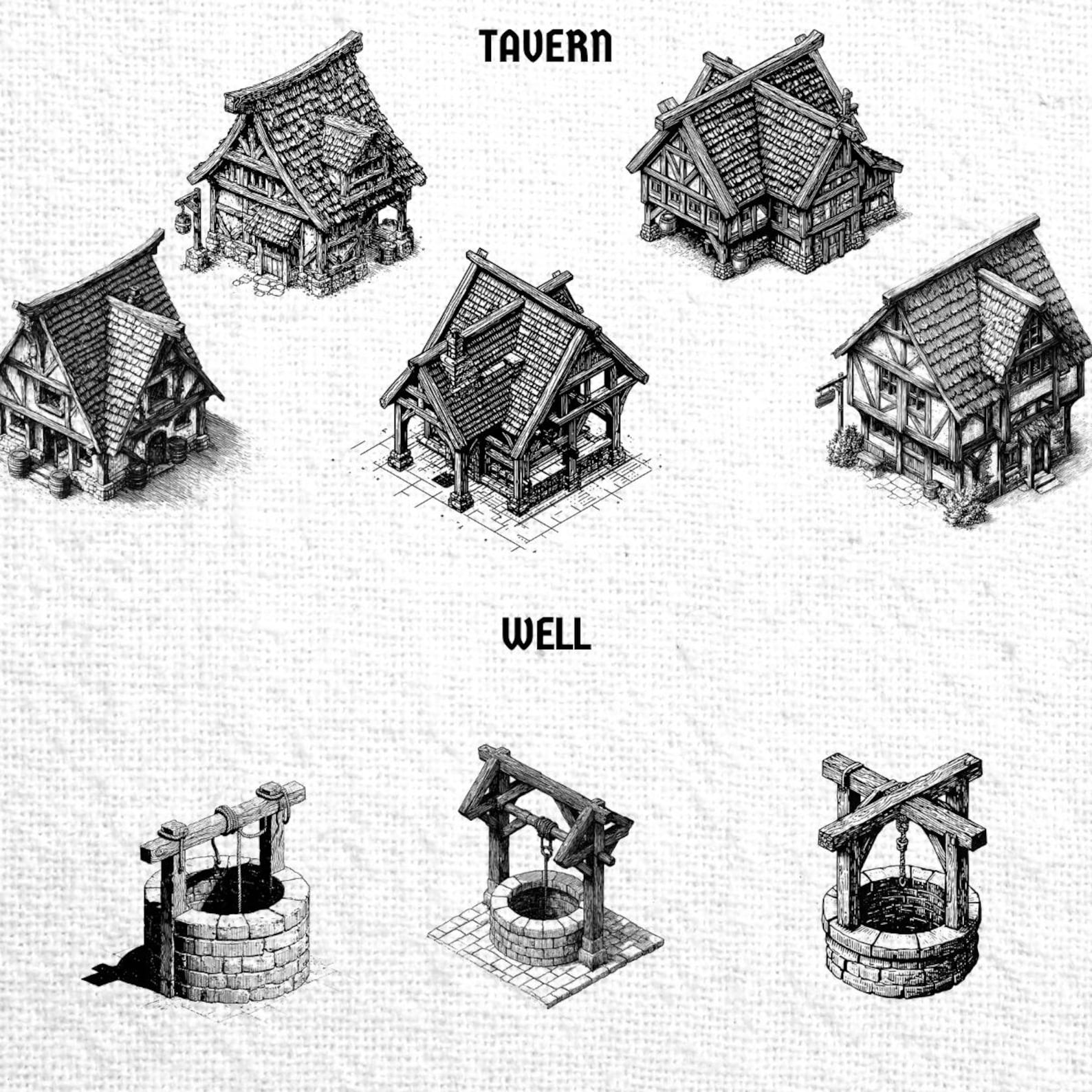 Procreate Map. House Procreate Map Icon Village Brush Stamp Set Pack | Tabletop RPG Fantasy ...
