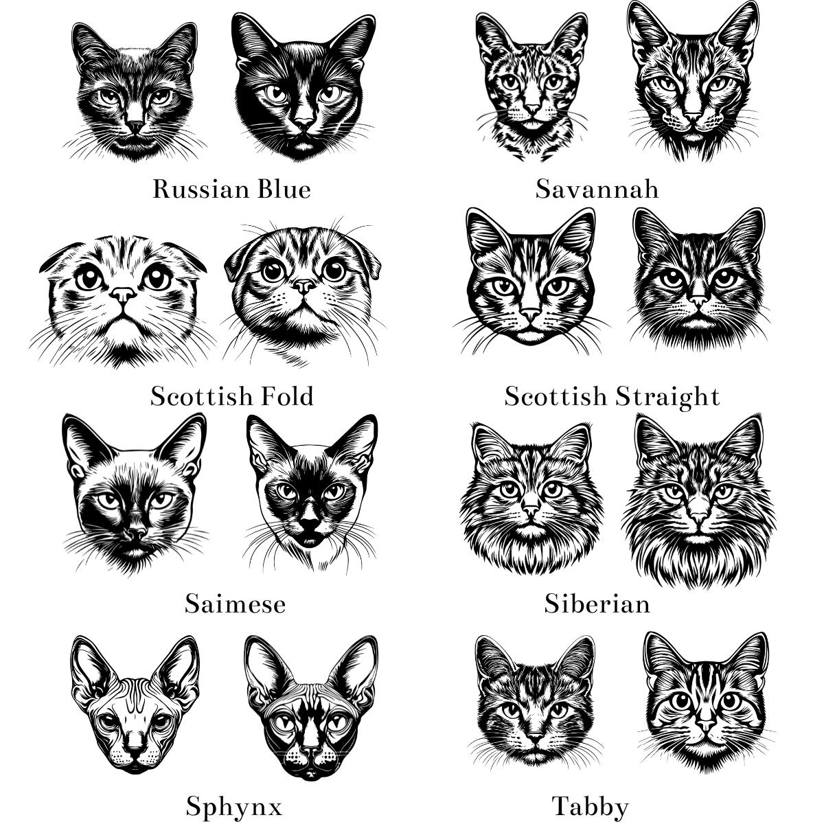 Cute Cats Breed Face Portrait SVG PNG Clipar…