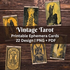 Utskrivbara tarotkort vintagedesign | Scrapbook-ephemera | Spåmansmaterial | Gotisk viktoriansk design | Skräpjournalkit | Mystisk bild 2