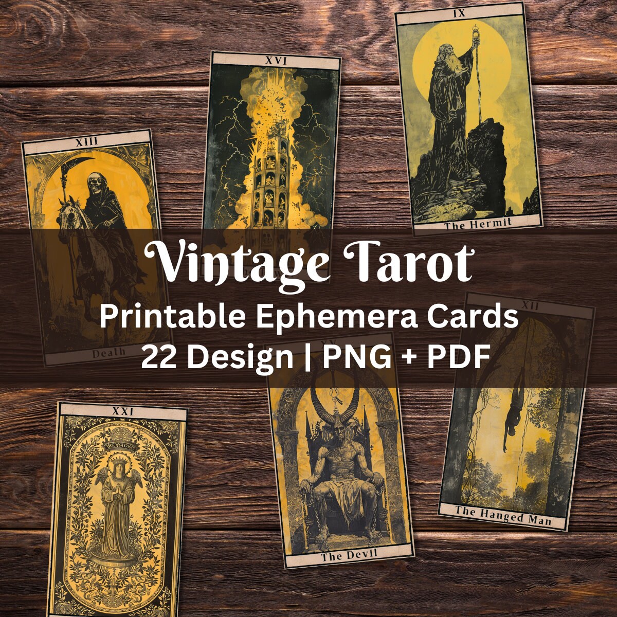 Printable Tarot Cards Vintage Design Scrapbook Ephemera Fortune Teller ...