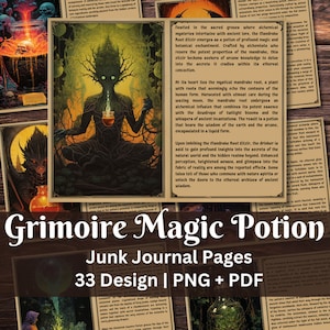 Pages de potion magique d’apothicaire Grimoire | Élixir de sorcière | Pages de journaux indésirables | Livre de l'Ombre | Fournitures de sorcellerie