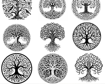 Tree of life SVG PNG Mega Pack | Celtic Tree Cliparts Bundle | Yggdrasil Tree Silhouette Clipart | Tree Root Tattoo Designs | Cricut Files