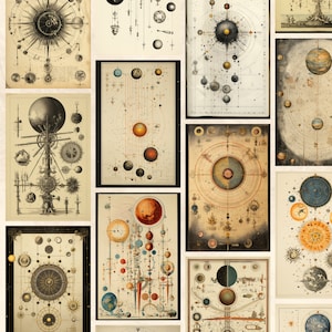 Weltraum Porträt Vintage Inspirierte Drucke 54 Designs | Astronomie Kosmos Printable Bild Hintergründe | Sternzeichen-Wand-Dekor | Sonnensystem Bilder