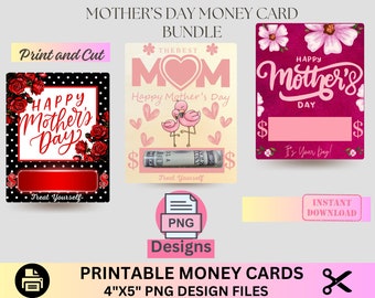 Mother's Day Money Card Holder template, PNG File, mother's day Card, Cash Gift Idea design, PNG Bundle, Printable, Gift Card, Money Holder