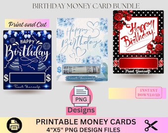 Birthday Money Holder Bundle, PNG File, Birthday Money Card , Money Holder Gift Card template, Cash Gift, Money Gift Ideas, Printable bundle