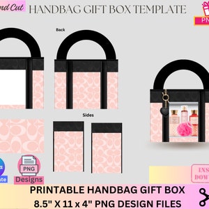 Boîte cadeau sac à main, boîte cadeau sac à main de créateur, boîte cadeau sac à main de luxe, modèle toile, fichier PNG, distributeur automatique, remise des diplômes, fête des mères