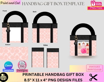 Caja de regalo de bolso, Caja de regalo de bolso de diseñador, Caja de regalo de bolso de lujo, Plantilla Canva, Archivo PNG, Máquina expendedora, Graduación, Día de la Madre