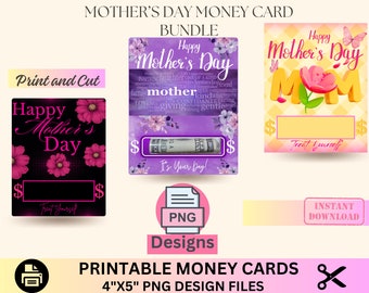 Plantilla de titular de tarjeta de dinero del Día de la Madre, archivo PNG, tarjeta del día de la madre, diseño de idea de regalo en efectivo, paquete PNG, imprimible, tarjeta de regalo, titular de dinero