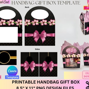 Boîte cadeau sac à main, boîte cadeau sac à main de créateur, boîte cadeau sac à main de luxe, modèle toile, fichier PNG, distributeur automatique, remise des diplômes, fête des mères
