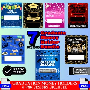 Graduation Money Card Png Bundle, graduation card, money card template, png file, graduation cash gift, High School Graduation, College Grad