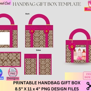 Caja de regalo de bolso, Caja de regalo de bolso de diseñador, Caja de regalo de bolso de lujo, Plantilla Canva, Archivo PNG, Máquina expendedora, Graduación, Día de la Madre