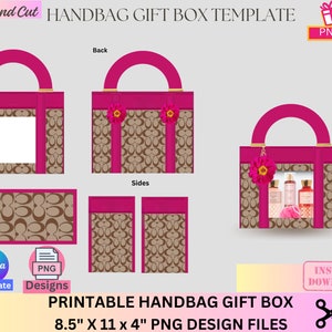 Handbag Gift Box, Designer Handbag Gift Box, Luxury Handbag Gift box, Canva template, PNG File, Vending machine, Graduation, Mother's Day image 1