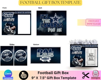 Fußball Geschenkbox Vorlage, Luxushandtasche, Handtaschengeschenkbox, Designer Geschenkbox, Vatertag, Abschlussgeschenk, Canva Vorlage, bearbeitbar