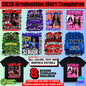 Graduation T-shirt Template, Senior shirt, Family Shirts, Grad, Canva Template, Bundle, The Proud Family, Photo Shirt, 2025 Grad, Last Lap