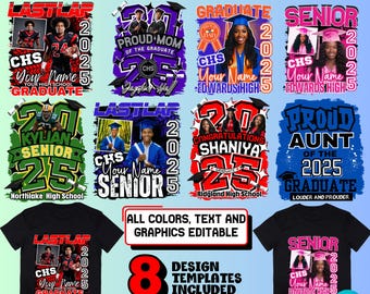 Graduation T-shirt Template, Senior shirt, Family Shirts, Grad, Canva Template, Bundle, The Proud Family, Photo Shirt, 2025 Grad, Last Lap