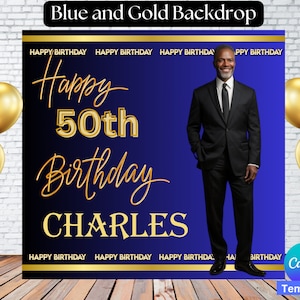 Plantilla de fondo elegante, fondo azul, fondo de cumpleaños, fondo de fiesta, plantilla canva, editable, personalizado, personalizable, banner
