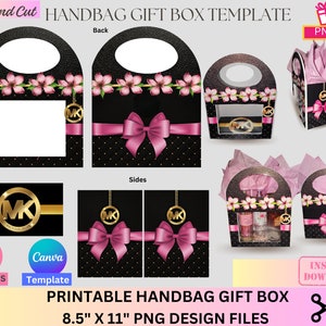 Handbag Gift Box, Designer Handbag Gift Box, Luxury Handbag Gift box, Canva template, PNG File, Vending machine, Graduation, Mother's Day image 1