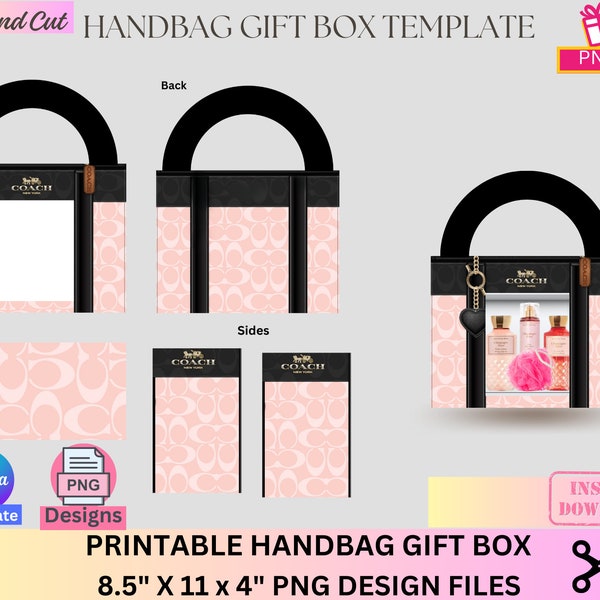 Handbag Gift Box, Designer Handbag Gift Box, Luxury Handbag Gift box, Canva template, PNG File, Vending machine, Graduation, Mother's Day