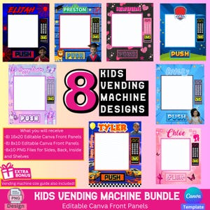 Kids vending machine template bundle, vending, Easter basket, Birthday gift,  graduation gift, canva template, graduation, Washing Machine