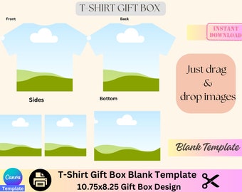 T-shirt Gift Box, Handbag Gift Box, Sports Gift Box, Jersey Gift Box, Canva template, PNG, Shirt Box Template,  Football Gift, Favor box