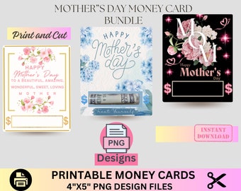 Mother's Day Money Holder bundle, Mom gift, mother's day Card, PNG, Template, Mother's Card design, Gift Card file, Money Holder template