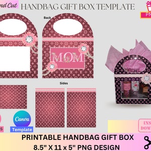 Handbag Gift Box, Designer Handbag Gift Box, Luxury Handbag Gift box, Canva template, PNG File, Vending machine, Graduation, Mother's Day image 1