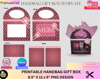 Handbag Gift Box, Designer Handbag Gift Box, Luxury Handbag Gift box, Canva template, PNG File, Vending machine, Graduation, Mother's Day