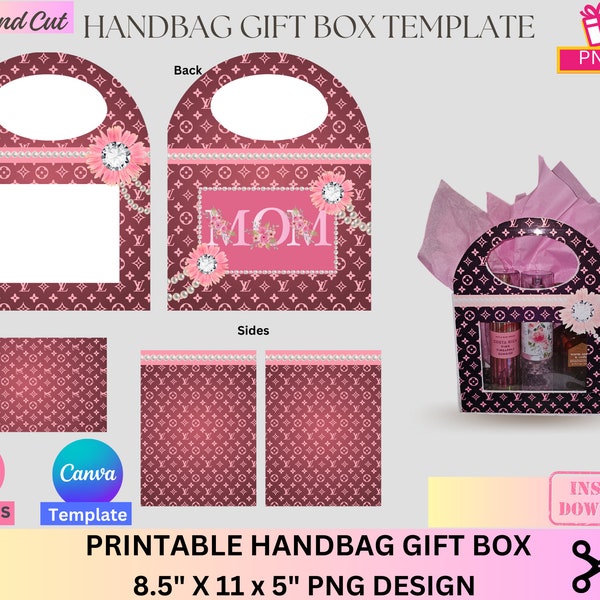 Handbag Gift Box, Designer Handbag Gift Box, Luxury Handbag Gift box, Canva template, PNG File, Vending machine, Graduation, Mother's Day