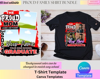 Plantilla de camiseta de graduación de la familia orgullosa, camisa de graduación, camisas familiares, graduado, plantilla Canva, paquete PNG, la familia orgullosa, camisa fotográfica