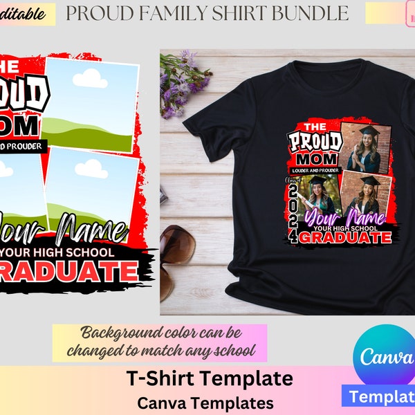 Proud Family Graduation T-shirt Template, Graduation shirt, Family Shirts, Grad, Canva Template, PNG Bundle, The Proud Family, Photo Shirt