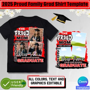 Proud Family Graduation T-shirt Template, Graduation shirt, Family Shirts, Grad, Canva Template, PNG Bundle, The Proud Family, Photo Shirt