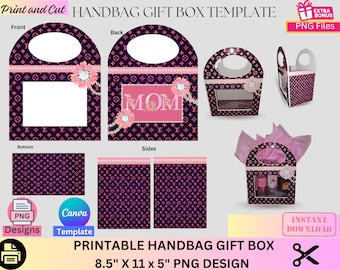 Handbag Gift Box, Designer Handbag Gift Box, Luxury Handbag Gift box, Canva template, PNG File, Vending machine, Graduation, Mother's Day