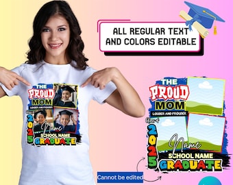 Kids Proud Family Graduation T-shirt Template, Graduation shirt, Family Shirts, Grad, Canva Template, The Proud Family, Photo Shirt, Pre-K