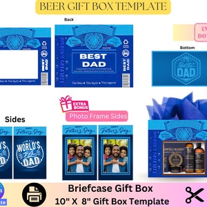 Beer Gift Box Template, Funny Gift, Dad gift box, Designer gift box, Father's Day, Graduation Gift, Canva template, Editable, Gift for dad