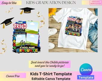 Kids Proud Family Graduation T-shirt Template, Graduation shirt, Family Shirts, Grad, Canva Template, The Proud Family, Photo Shirt, Pre-K