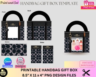 Handtasche Geschenkbox, Designer Handtasche Geschenkbox, Luxus Handtasche Geschenkbox, Canva Vorlage, PNG Datei, Verkaufsautomat, Abschlussfeier, Muttertag