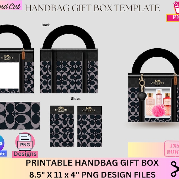 Handbag Gift Box, Designer Handbag Gift Box, Luxury Handbag Gift box, Canva template, PNG File, Vending machine, Graduation, Mother's Day