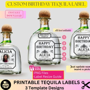 Custom Patron label, personalized liquor bottle, Bottle Label, Hennessy, Custom wedding label, Canva Template, Birthday Liquor, Party Favors