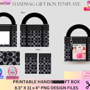 Handbag Gift Box, Designer Handbag Gift Box, Luxury Handbag Gift box, Canva template, PNG File, Vending machine, Graduation, Mother's Day image 1