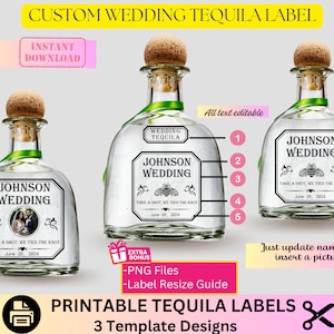 Custom Patron label, personalized liquor bottle, Bottle Label, Hennessy, Custom wedding label, Canva Template, Birthday Liquor, Party Favors