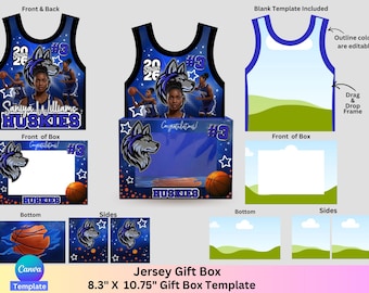 T-shirt Gift Box, Handbag Gift Box, Sports Gift Box, Jersey Gift Box, Canva template, PNG File, Sports theme,  Football, Senior, Graduation