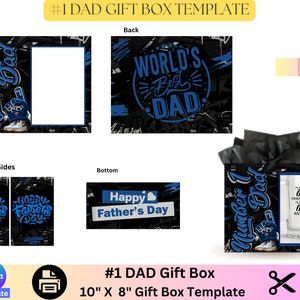 Nummer 1 Dad Geschenkbox Vorlage, personalisierte Geschenkbox, Canva Vorlage, Dad Geschenkidee, bearbeitbare Geschenkbox Vorlage, Vatertagsgeschenk, #1 Dad
