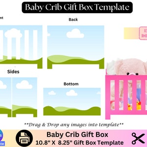 Baby Krippe Geschenk Box Vorlage, Babyparty, Baby Geschenk, Neugeborenen Geschenk, personalisierte Baby Vorlage, Neues Baby Geschenk, Canva Vorlage, bearbeitbare Box