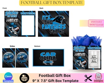 Plantilla de caja de regalo de fútbol, bolso de lujo, caja de regalo de bolso, caja de regalo de diseñador, día del padre, regalo de graduación, plantilla de Canva, editable