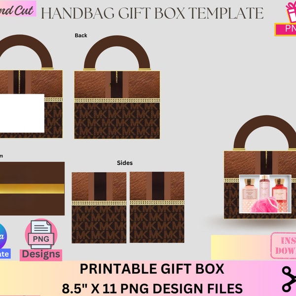 Handtasche Geschenkbox, Designer Handtasche Geschenkbox, Luxus Handtasche Geschenkbox, Canva Vorlage, PNG Datei, Verkaufsautomat, Abschlussfeier, Muttertag