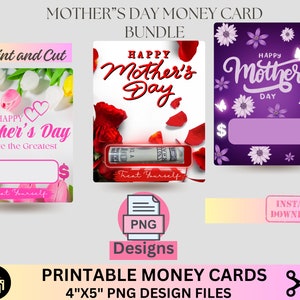 Muttertags-Geldhalter-Bundle, Muttergeschenk, Muttertagskarte, PNG, Vorlage, Mutterkartendesign, Geschenkkartendatei, Geldhalter-Vorlage