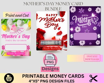 Mother's Day Money Holder bundle, Mom gift, mother's day Card, PNG, Template, Mother's Card design, Gift Card file, Money Holder template